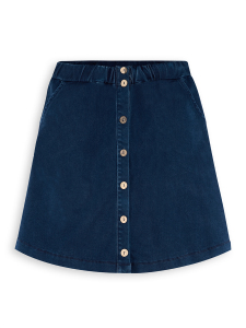 Kız Çocuk Denim Lacivert Düğmeli Beli Lastikli Etek 6-11 Yaş - 3