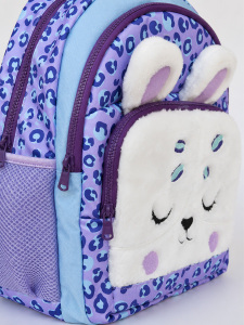 Kız Çocuk Okul Çantası Peluş Leopar Cepli 3 Bölmeli – Su İtici Kumaş - 8