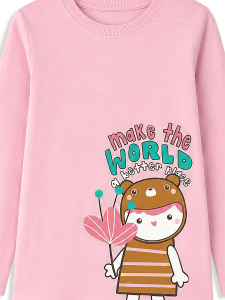 Kız Çocuk Pamuklu Uzun Kollu T-shirt & Tayt Takımı – Sevimli Karakter Baskılı (2-8 Y) - 8