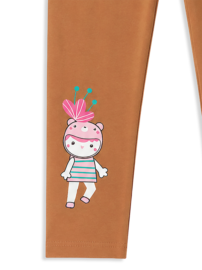 Kız Çocuk Pamuklu Uzun Kollu T-shirt & Tayt Takımı – Sevimli Karakter Baskılı (2-8 Y) - 9