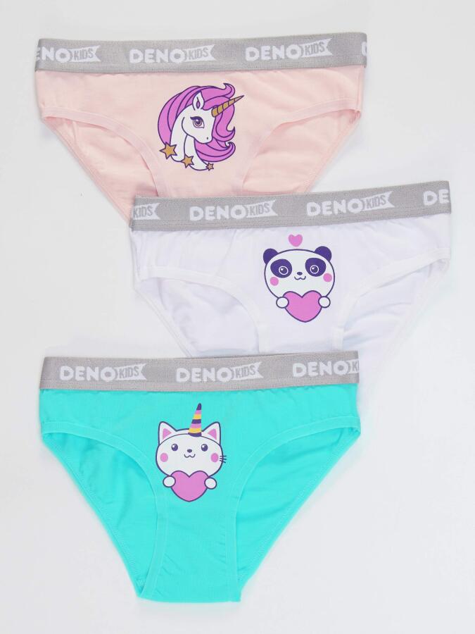 Kız Çocuk Pembe-Beyaz-Mint 3 Adet Külot Takım - 1