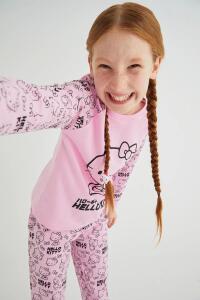 Kız Çocuk Pembe Kız Uzun Kol Pamuklu Pijama Takımı - 2