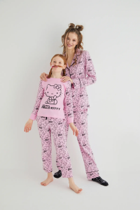 Kız Çocuk Pembe Kız Uzun Kol Pamuklu Pijama Takımı - 6