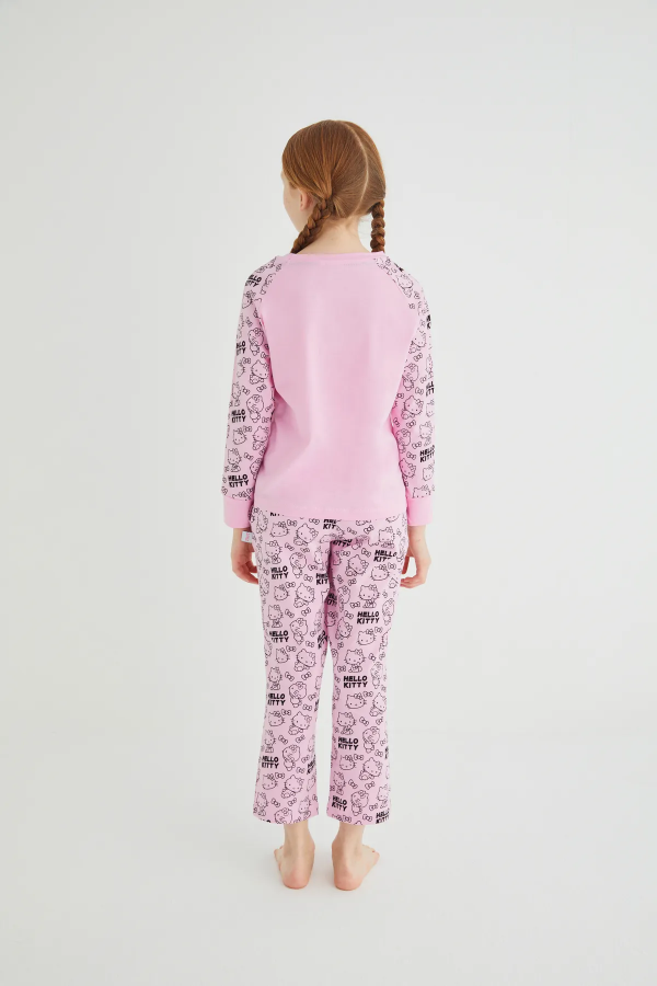 Kız Çocuk Pembe Kız Uzun Kol Pamuklu Pijama Takımı - 7