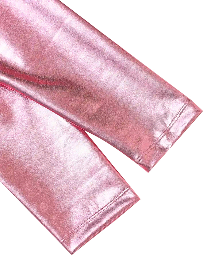 Kız Çocuk Metalik Parlak Pembe Tayt 6-10 Yaş - 4