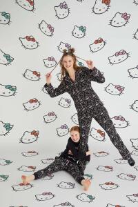 Kız Çocuk Siyah Kız Uzun Kol Pamuklu Pijama Takımı - 3