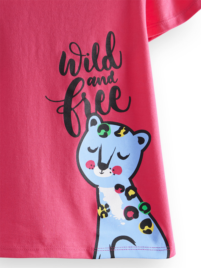 Kız Çocuk Siyah Leopar 2'li T-shirt Takım - 5