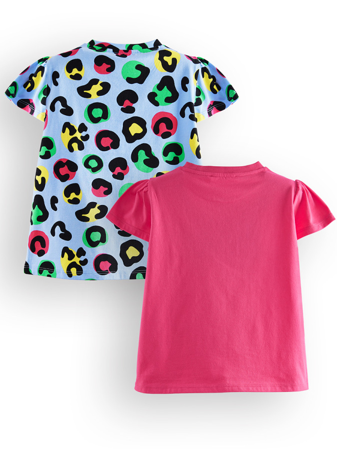 Kız Çocuk Siyah Leopar 2'li T-shirt Takım - 3