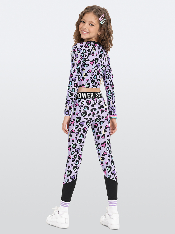 Kız Çocuk Spor Takımı Leopar Desen – Crop Üst ve Sporcu Tayt (6-11 Yaş) - 2
