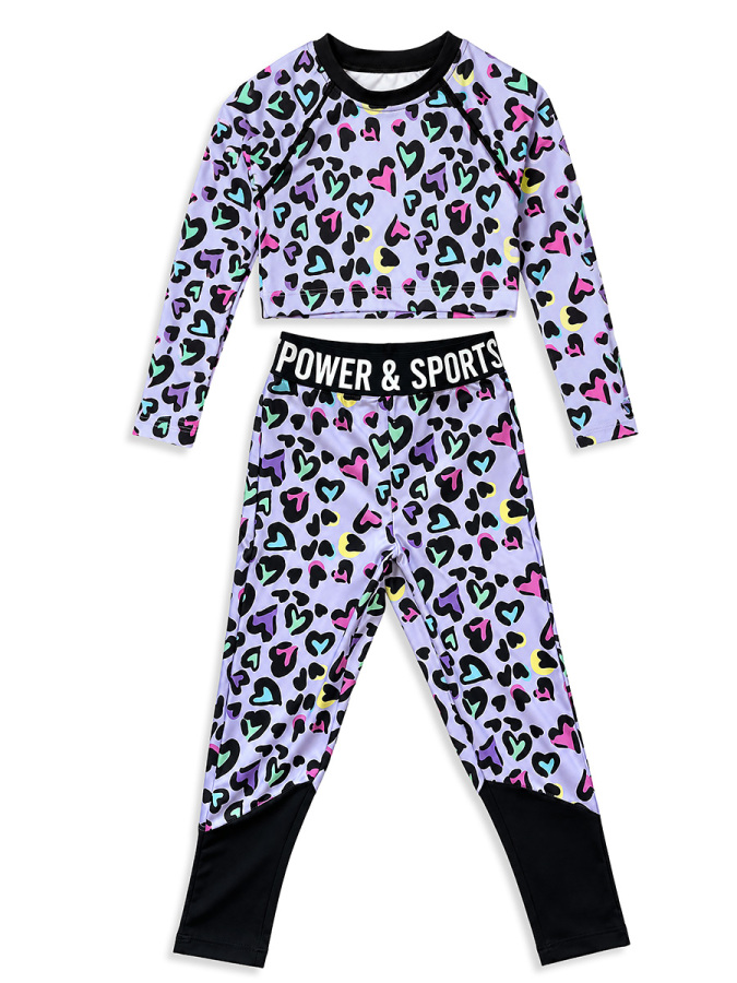 Kız Çocuk Spor Takımı Leopar Desen – Crop Üst ve Sporcu Tayt (6-11 Yaş) - 4