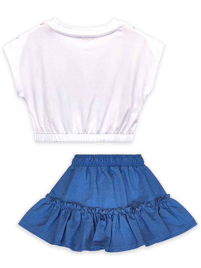 Kız Çocuk Takım Çiçekli Crop Top Etek Takım İlkbahar Yaz 4-10 Yaş - 5