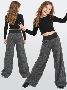 Kız Çocuk Siyah Beli Lastikli Geniş Paça Pantolon 5-10 Yaş - Denokids