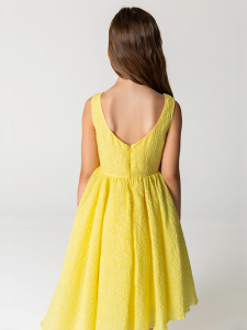 Kolsuz Fiyonk Detaylı Asimetrik Kız Çocuk Elbise - 2