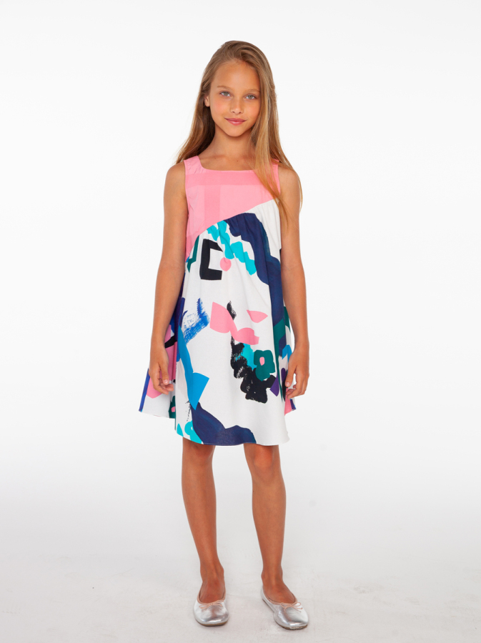 Kolsuz Rahat Kalıp Kız Çocuk Elbise - 1