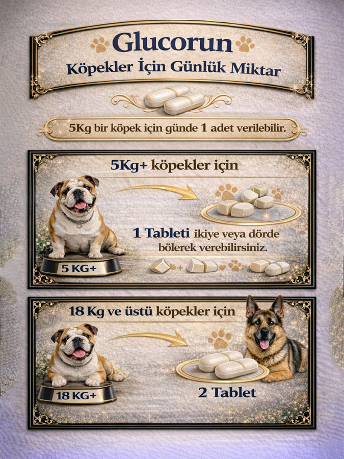 Köpek Glucorun Glukozamin Takviyesi – Eklem ve İskelet Desteği 90 Tablet - 4