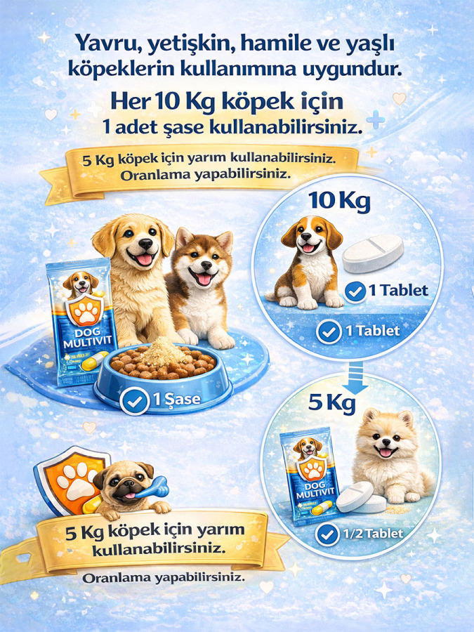 Köpek Multivit – Yavru, Yetişkin, Hamile & Yaşlı Köpekler İçin Multivitamin & Aminoasit Takviyesi 90 Tablet - 3