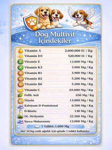 Köpek Multivit – Yavru, Yetişkin, Hamile & Yaşlı Köpekler İçin Multivitamin & Aminoasit Takviyesi 90 Tablet - 4