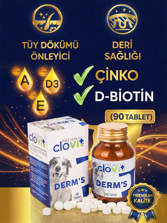 Köpekler İçin Deri ve Tüy Sağlığı Takviyesi – Çinko, D Vitamini & Biotin 90 Tablet - 1