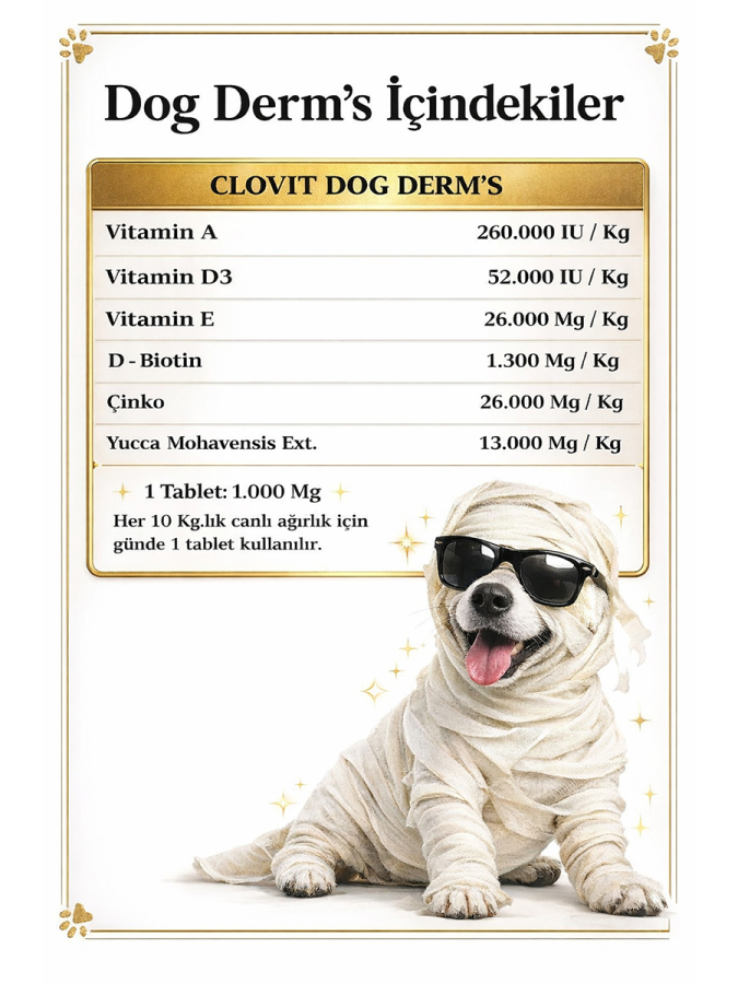 Köpekler İçin Deri ve Tüy Sağlığı Takviyesi – Çinko, D Vitamini & Biotin 90 Tablet - 3