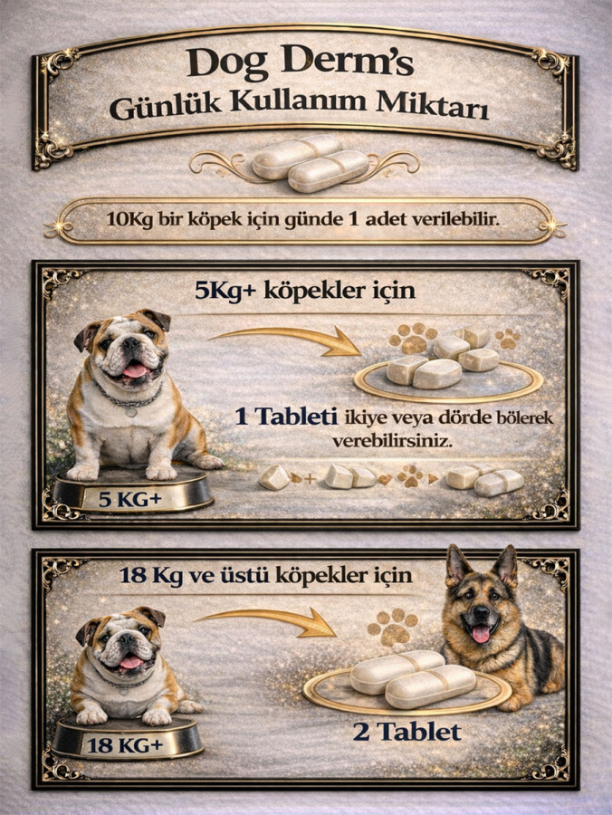 Köpekler İçin Deri ve Tüy Sağlığı Takviyesi – Çinko, D Vitamini & Biotin 90 Tablet - 4