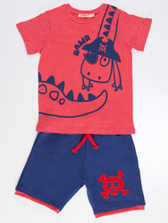 Korsan Dino Erkek Çocuk T-shirt Şort Takım - Thumbnail