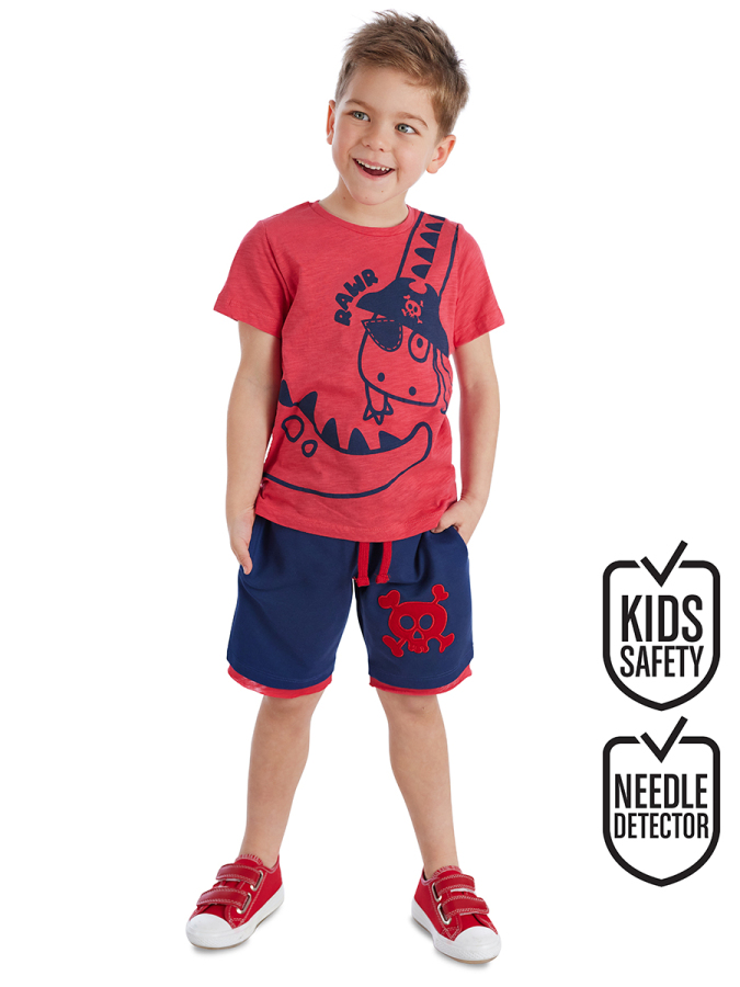 Korsan Dino Erkek Çocuk Yazlık T-shirt Şort Takım - 1
