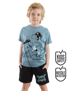 Korsan Dinolar Erkek Çocuk Yazlık T-shirt Şort Takım - 1