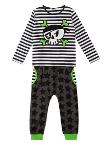Korsan Kafa Çizgili Erkek Çocuk Kışlık T-shirt Pantolon Takım - 6