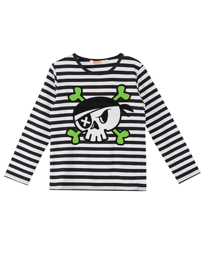 Korsan Kafa Çizgili Erkek Çocuk Kışlık T-shirt Pantolon Takım - 8