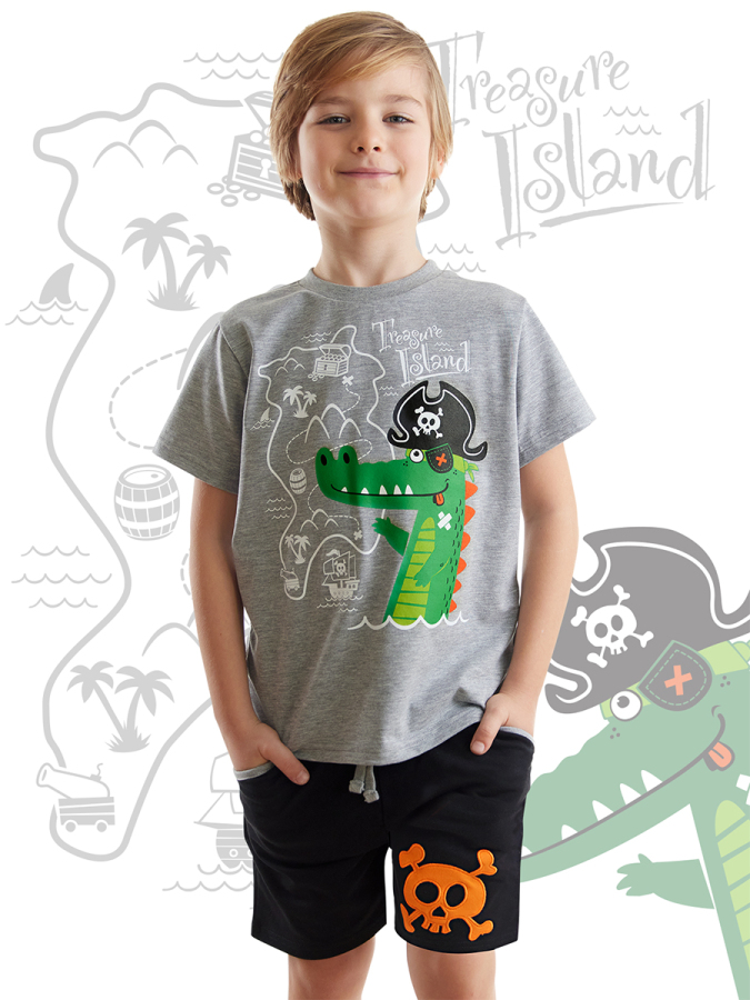 Korsan Timsah Erkek Çocuk T-shirt Şort Takım - 1