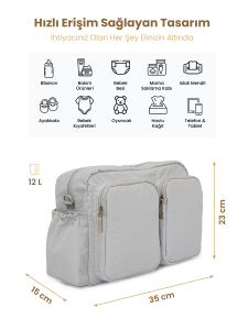 Krem DuoPack Çok Gözlü Anne Bebek Çantası - 2