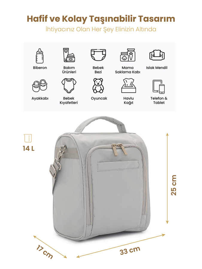 Krem SnapPack Çok Fonksiyonlu Çapraz Anne Çantası - 2