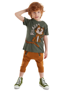 Küçük Kaplan Erkek Çocuk Yazlık T-shirt Kapri Şort Takım - Denokids