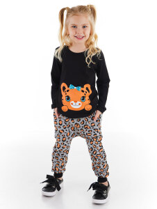 Küçük Leopar Kız Çocuk T-shirt Pantolon Takım - Denokids