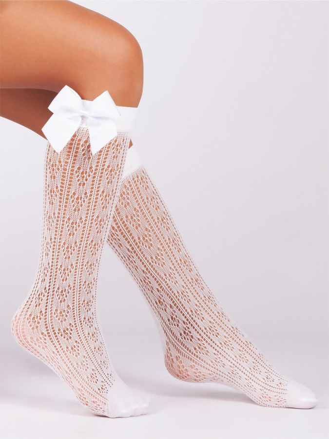 Lace Ruffle Knee High Girl Socks - 1