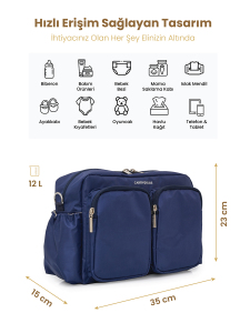 Lacivert DuoPack Çok Gözlü Anne Bebek Çantası - 2