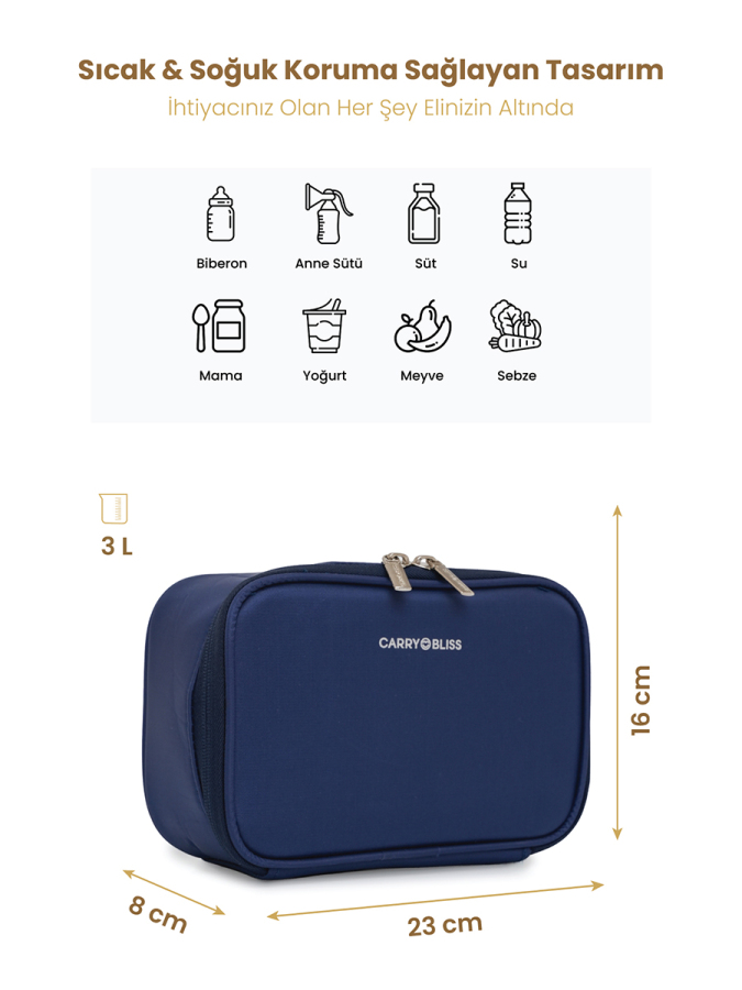 Lacivert Organizer Mama ve Atıştırmalık Çantası - 2