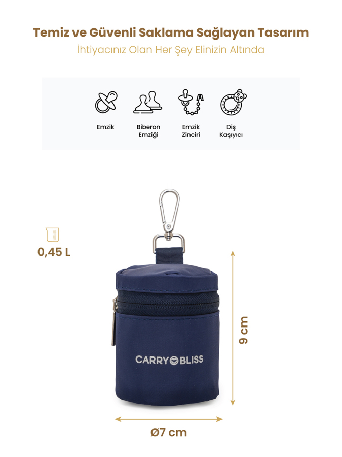 Lacivert PaciPal Astarlı Emzik Saklama Çantası - 2