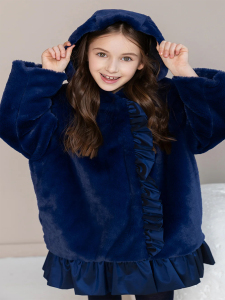 Lacivert Peluş Mont - SheShe