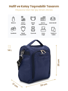 Lacivert SnapPack Fonksiyonlu Çapraz Anne Çantası - 2