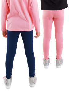 Lacivert ve Pembe Kız Çocuk 2'li Paket Tayt - 2