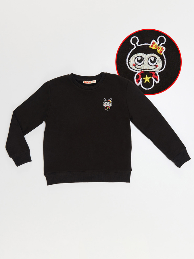 Ladybug Girl Black Sweatshirt - 2