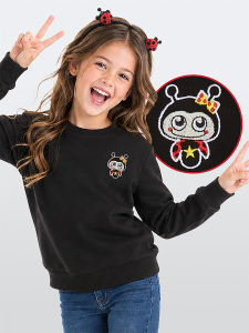 Ladybug Girl Black Sweatshirt - Denokids