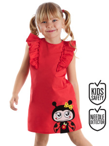 Ladybug Girl Red Poplin Dress - Denokids