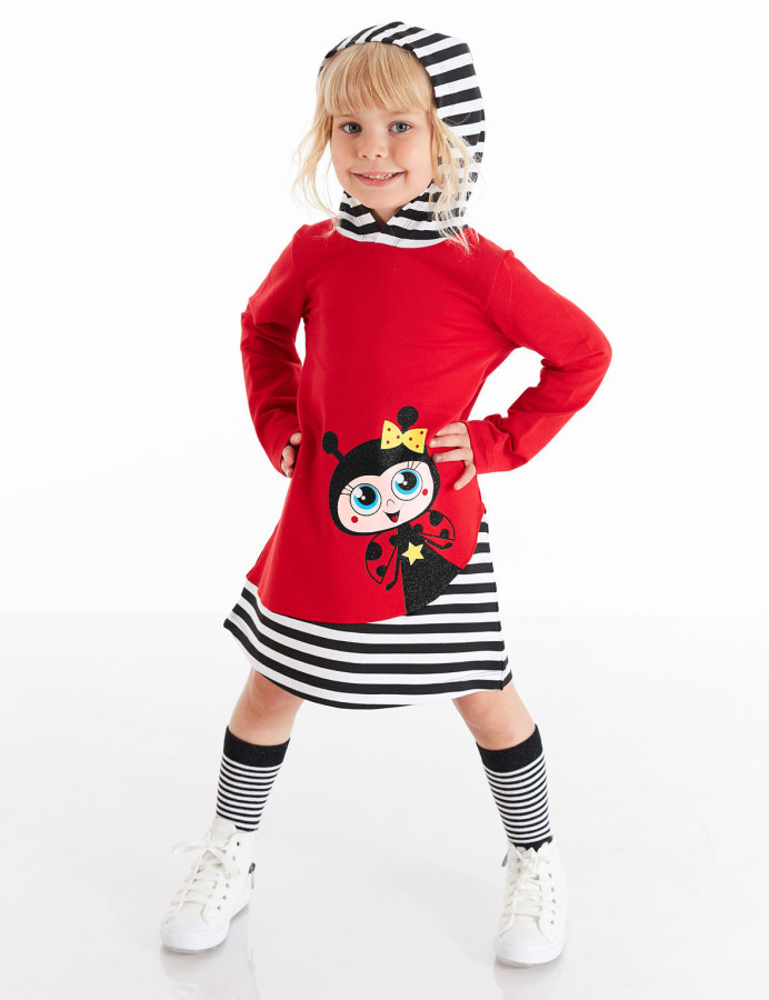 Ladybug Hoodied Red Dress - 1