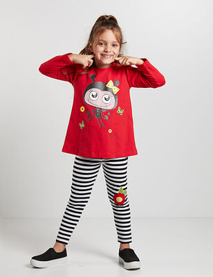 Ladybug Red Tunic Striped Leggings Set - 1