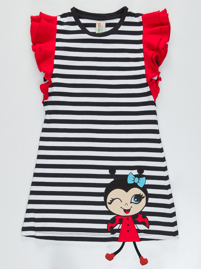 Ladybug Striped Girl Dress - 3