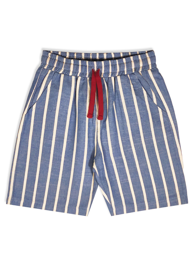 Erkek Çocuk Takım Motosiklet Baskılı %100 Pamuk T-Shirt Çizgili Dokuma Şort Yazlık Takım - 8