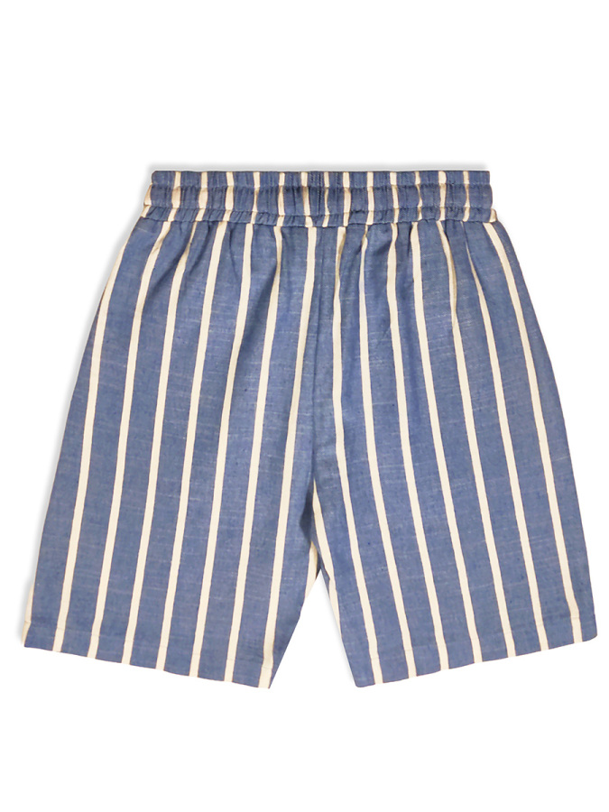 Erkek Çocuk Takım Motosiklet Baskılı %100 Pamuk T-Shirt Çizgili Dokuma Şort Yazlık Takım - 9