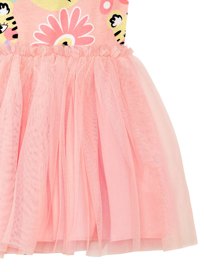 Leo Flower Kız Çocuk Tüllü Tütü Pembe Abiye Elbise - 6
